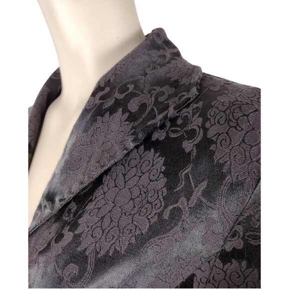 Hearts & Roses Black Gothic Victorian Steampunk Brocade Corset Back Coat Size 4 - Picture 12 of 16